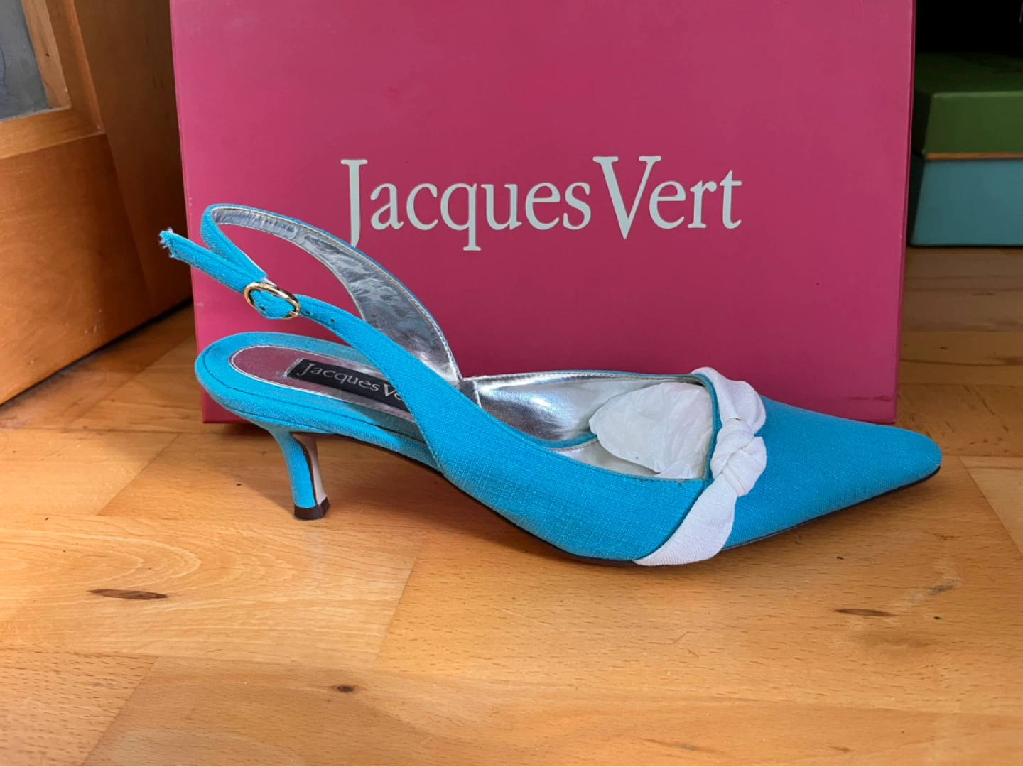 Size 7.5 Jacques Vert Blue Slingback Heels