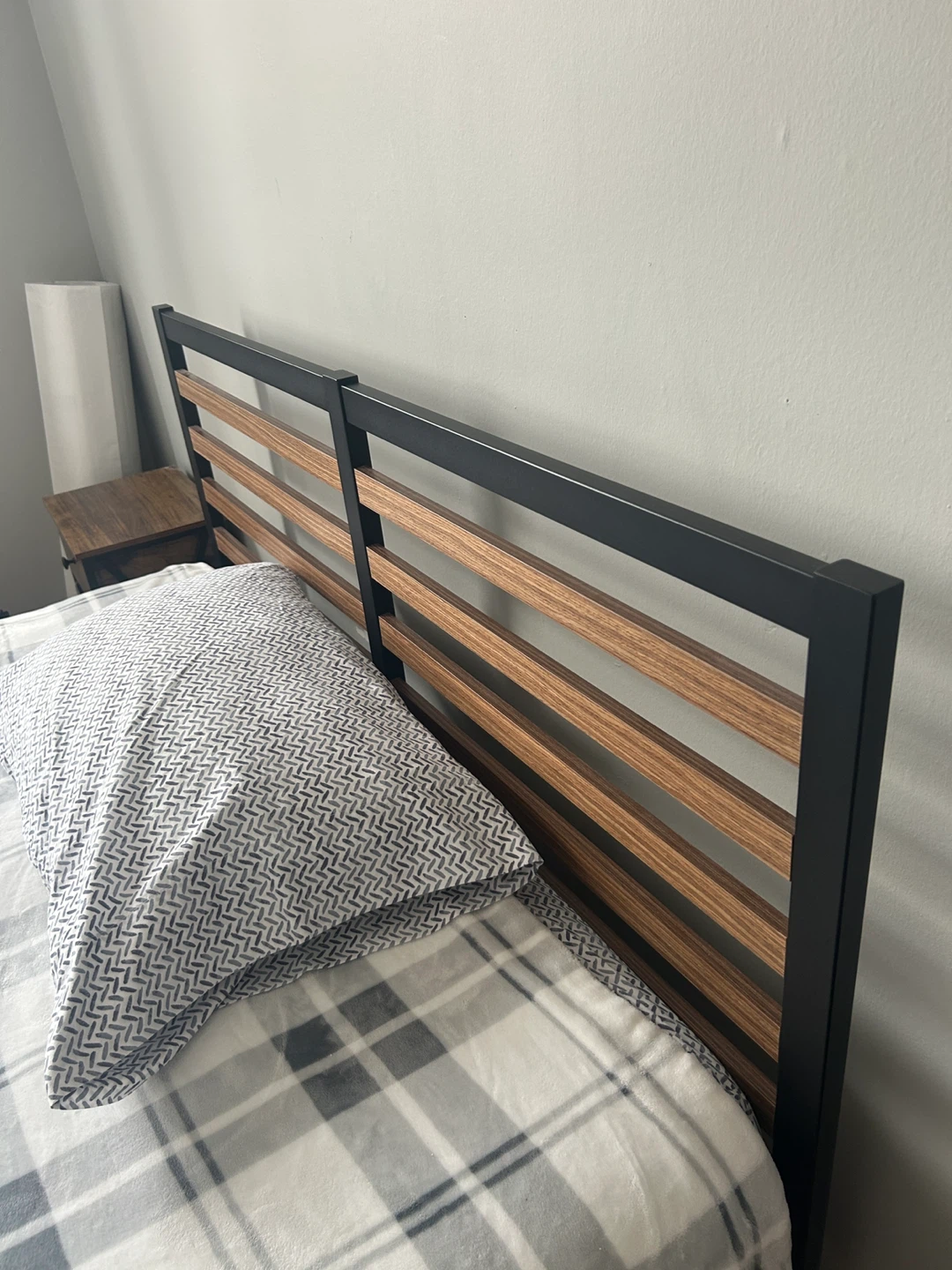 Full Size Wood and Metal Bedroom Set with Mattress - photo 3