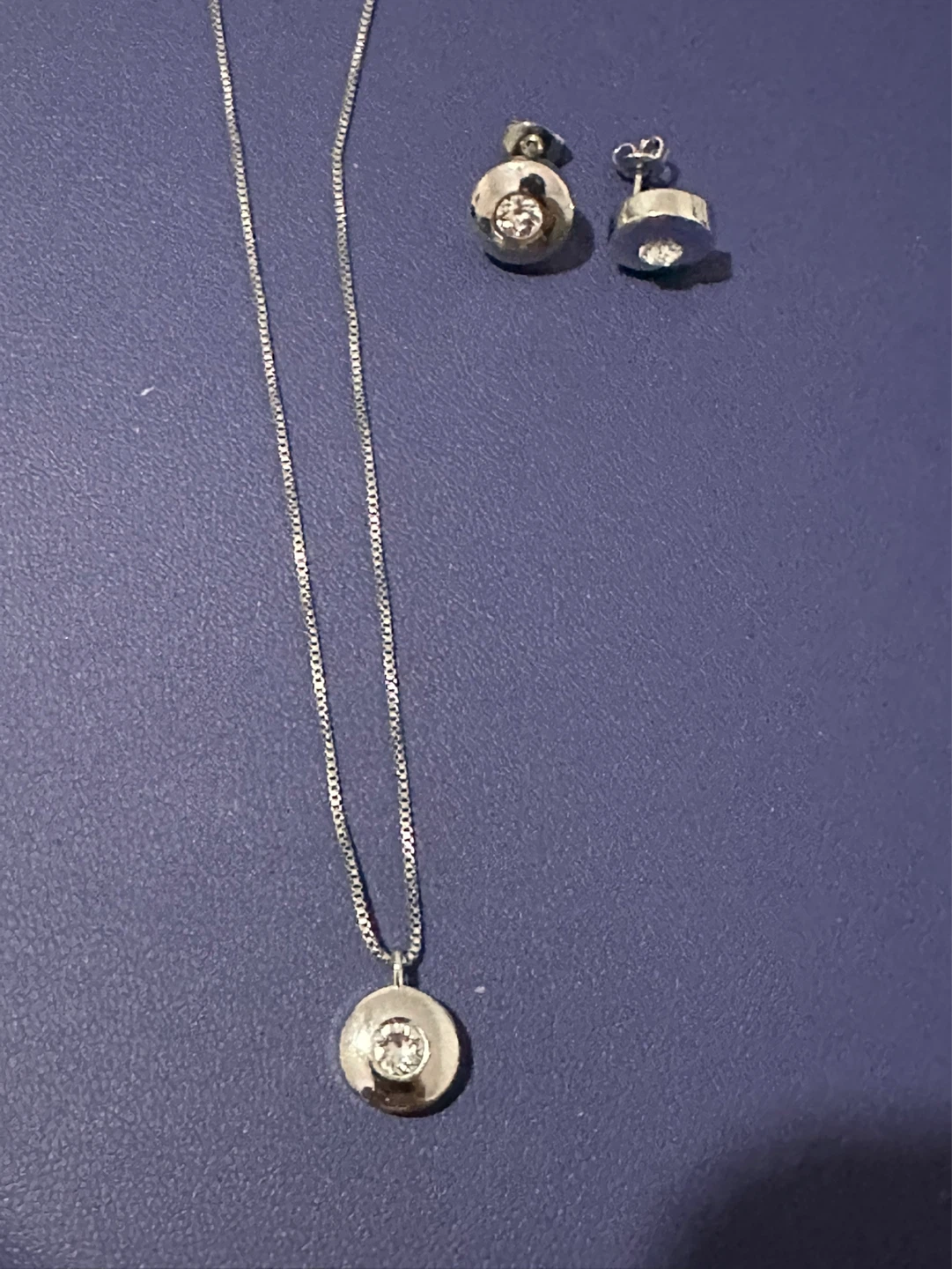 CZ Pendant Necklace and Stud Earrings Set
