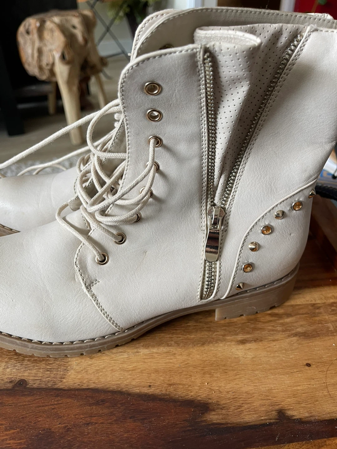 Off-White Studded Combat Boots - photo 2