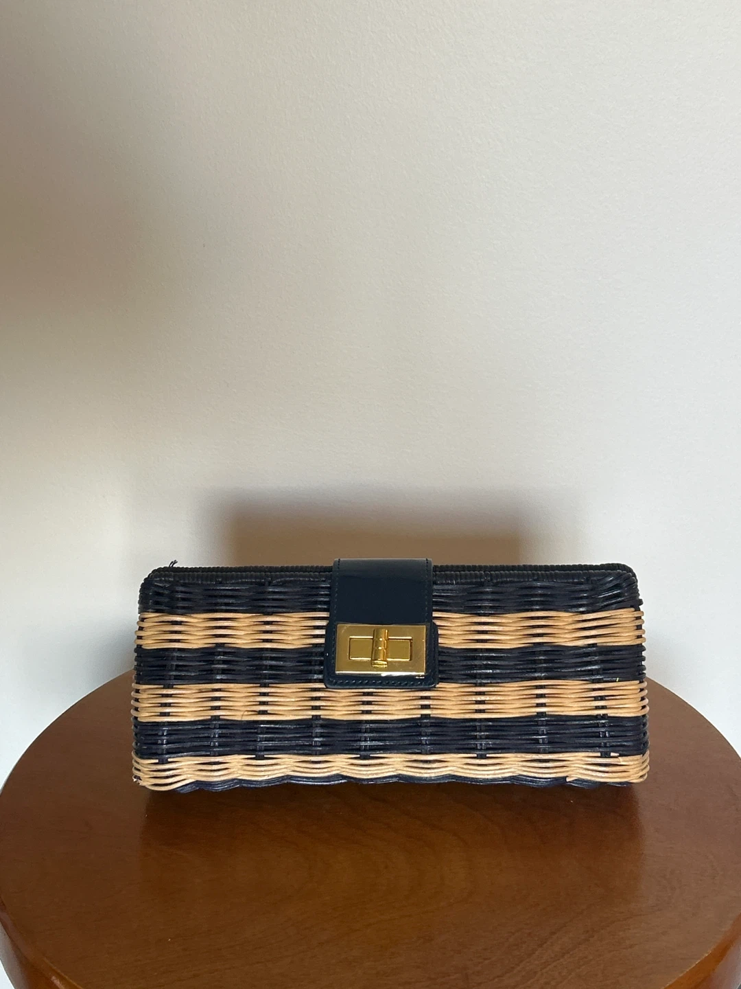 J. Crew Woven Clutch Purse Navy/Tan