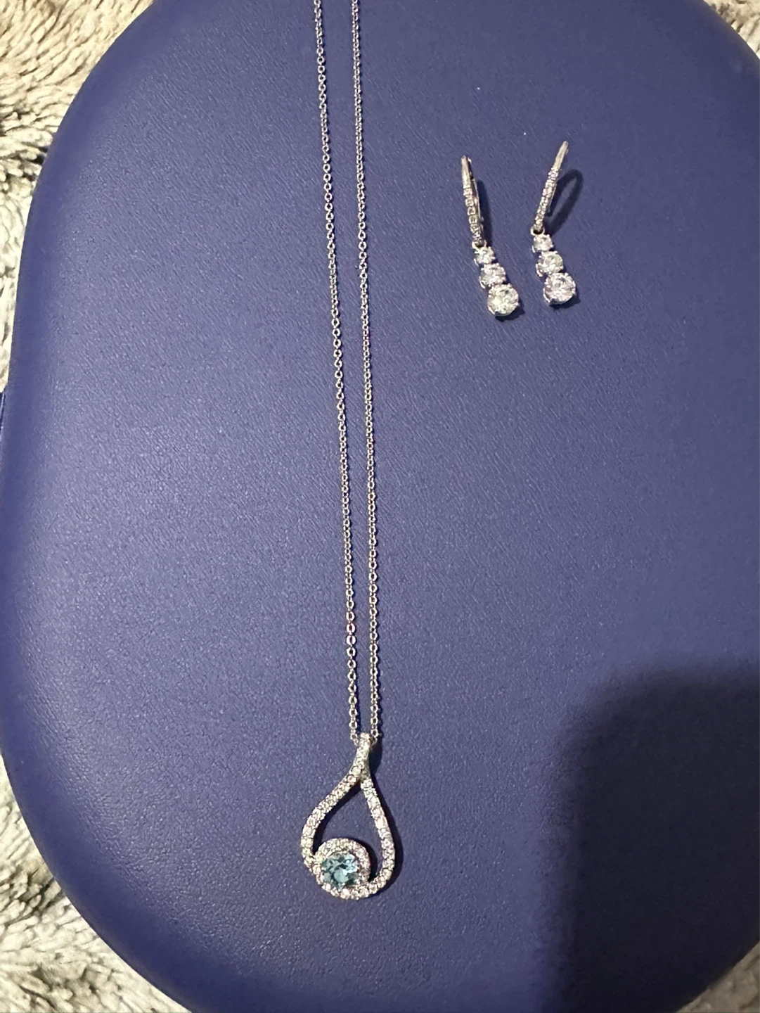Teardrop Pendant Necklace and Matching Earrings Set