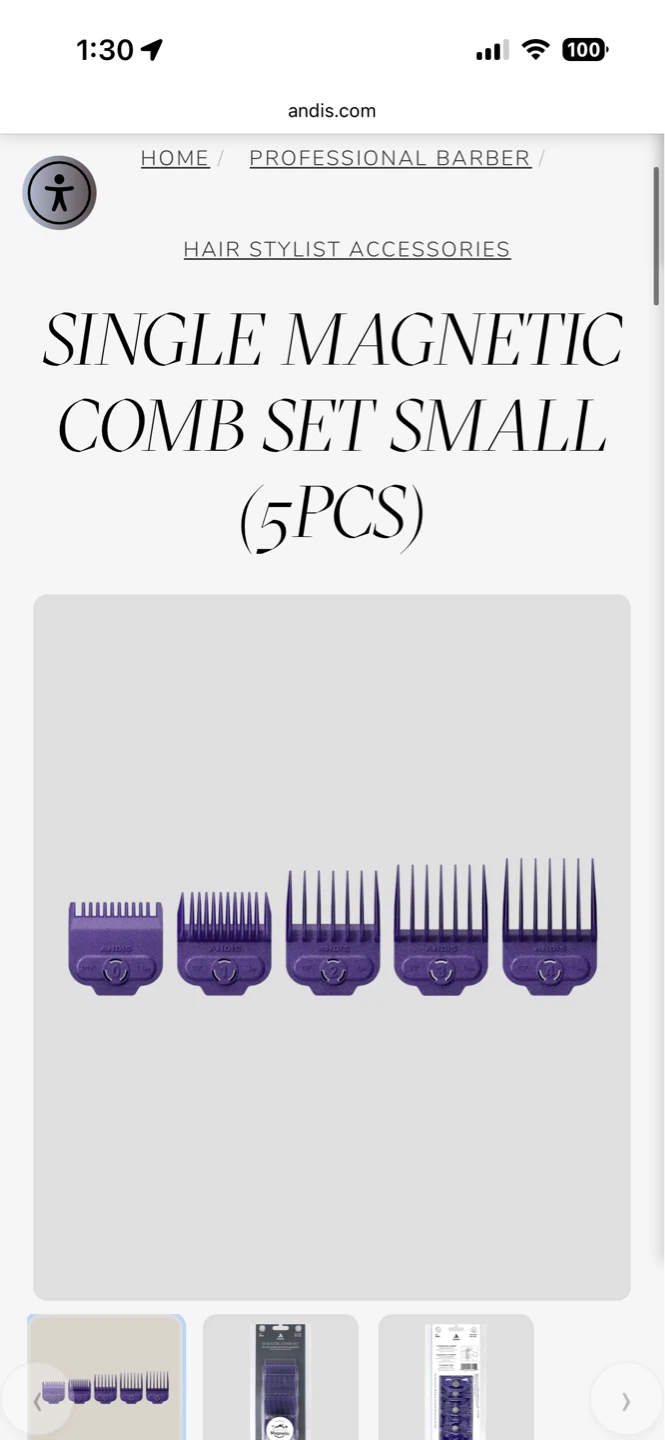 Andis Magnetic Comb Set - SINGLE MAGNETIC COMB SET SMALL (5PCS)