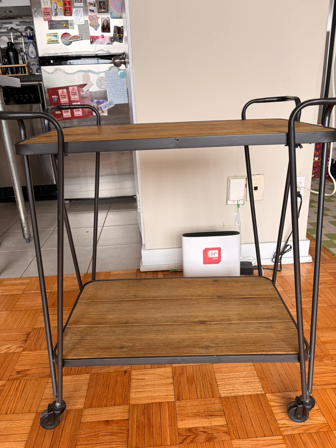 Rustic Wood and Metal Bar Cart - photo 3