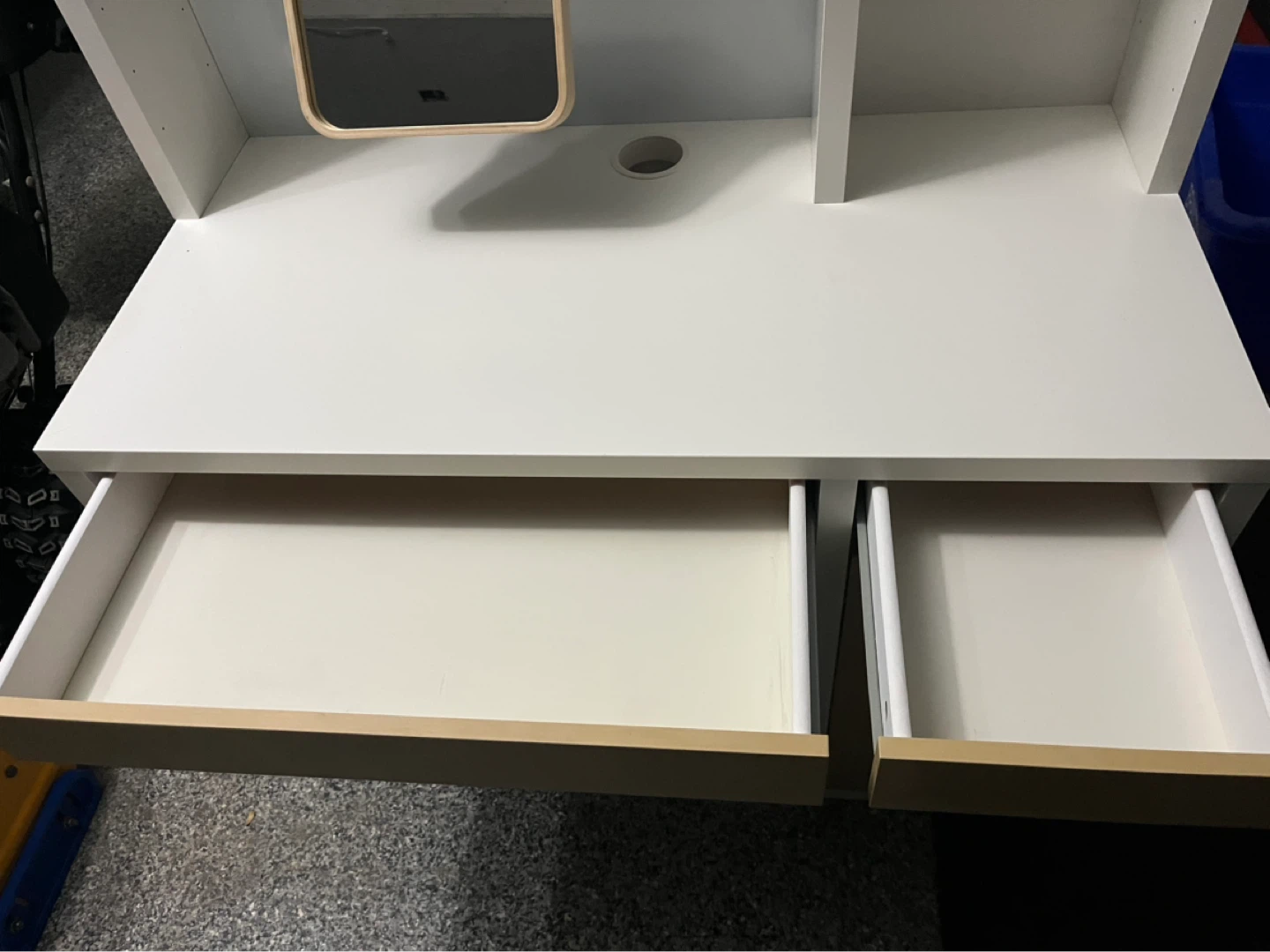 White Desk with Mirror and Shelving - photo 2