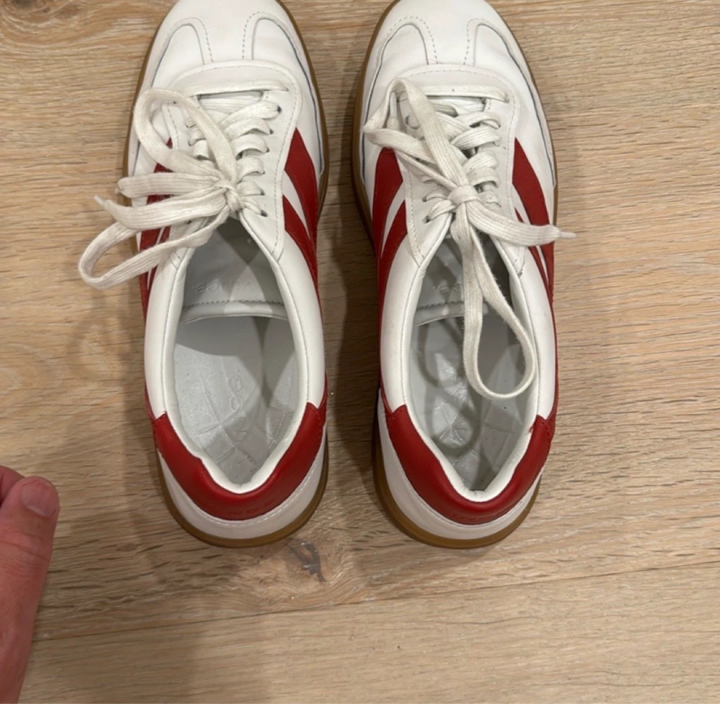 Vince White and Red Leather Sneakers