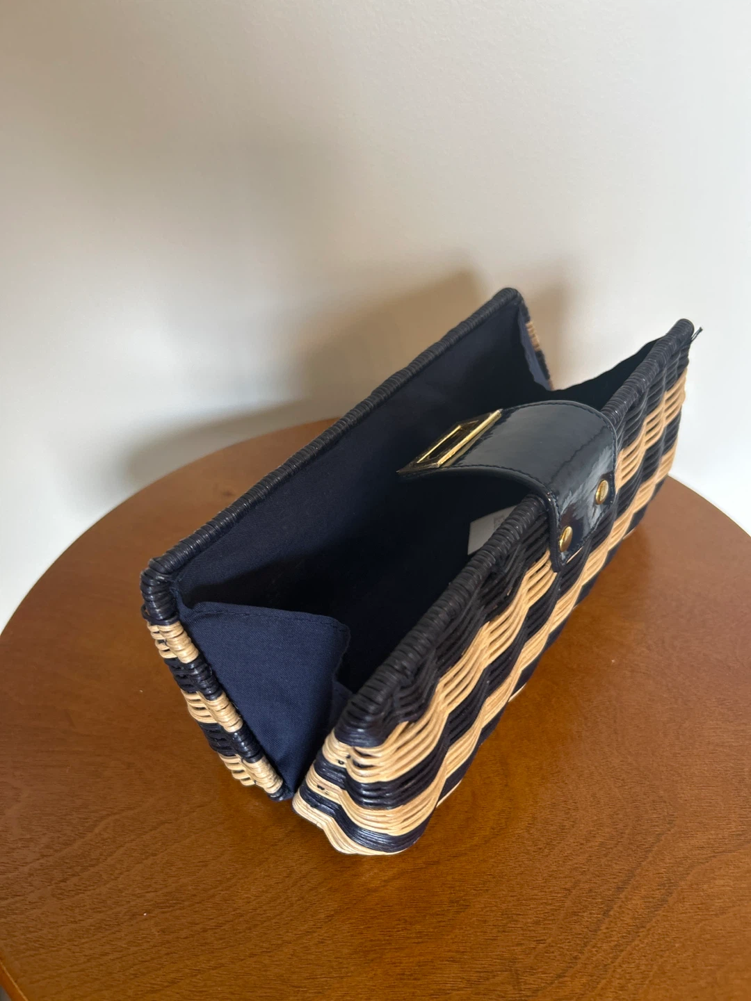 J. Crew Woven Clutch Purse Navy/Tan - photo 3