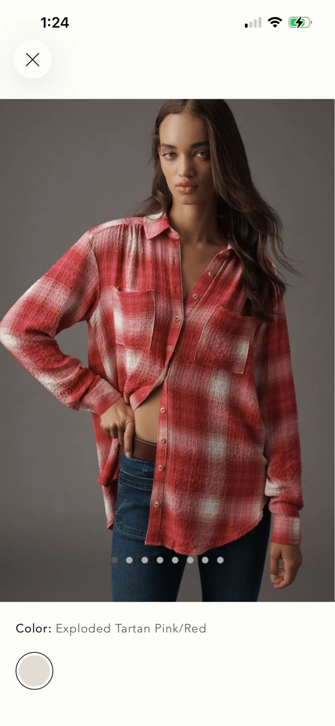 BNWT Anthropologie Hadley Relaxed Plaid Buttondown Shirt XS