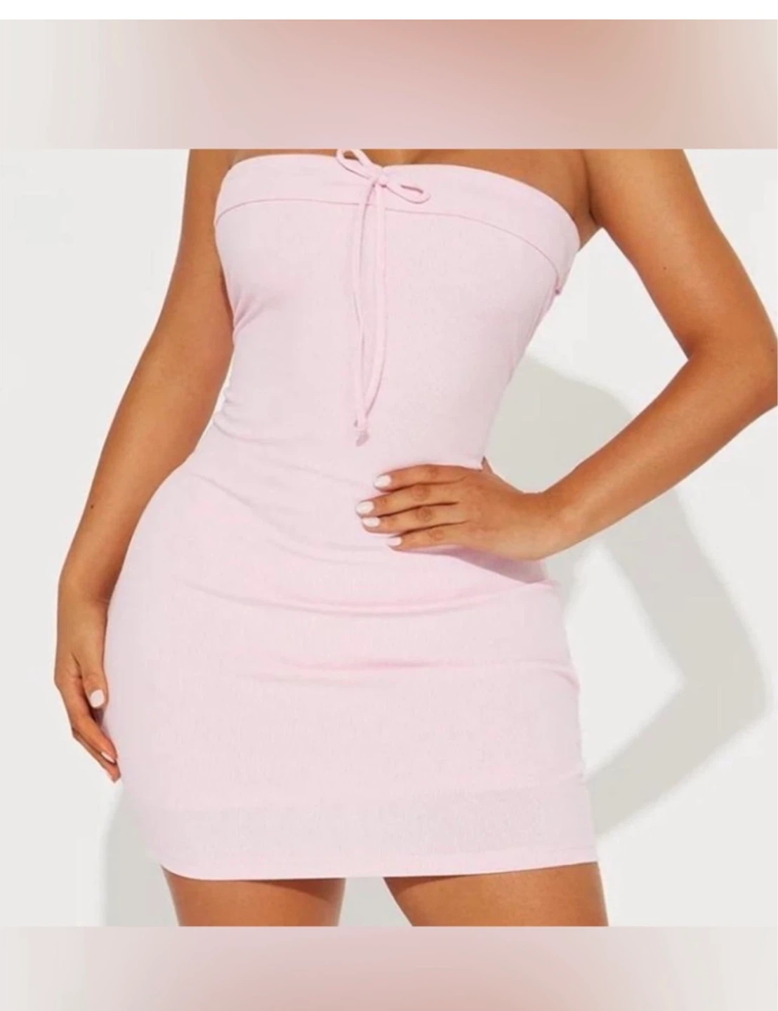Fashion Nova Pink Strapless Ribbed Radiance Mini Dress - photo 3