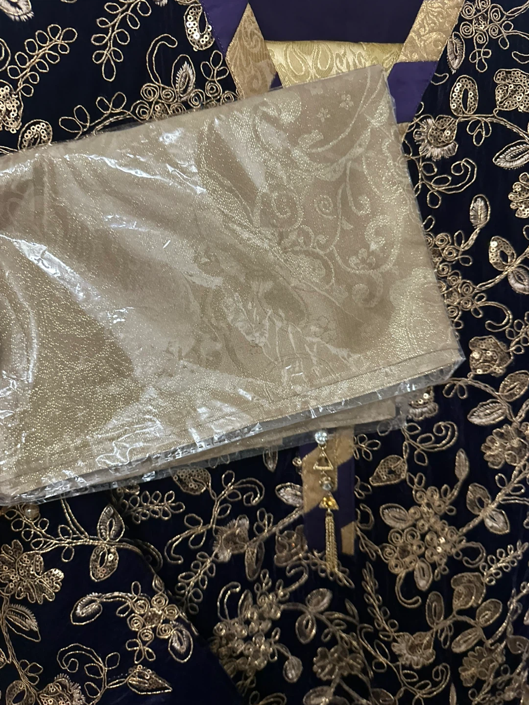 F&H Velvet Kurti with Gold Embroidery - photo 4