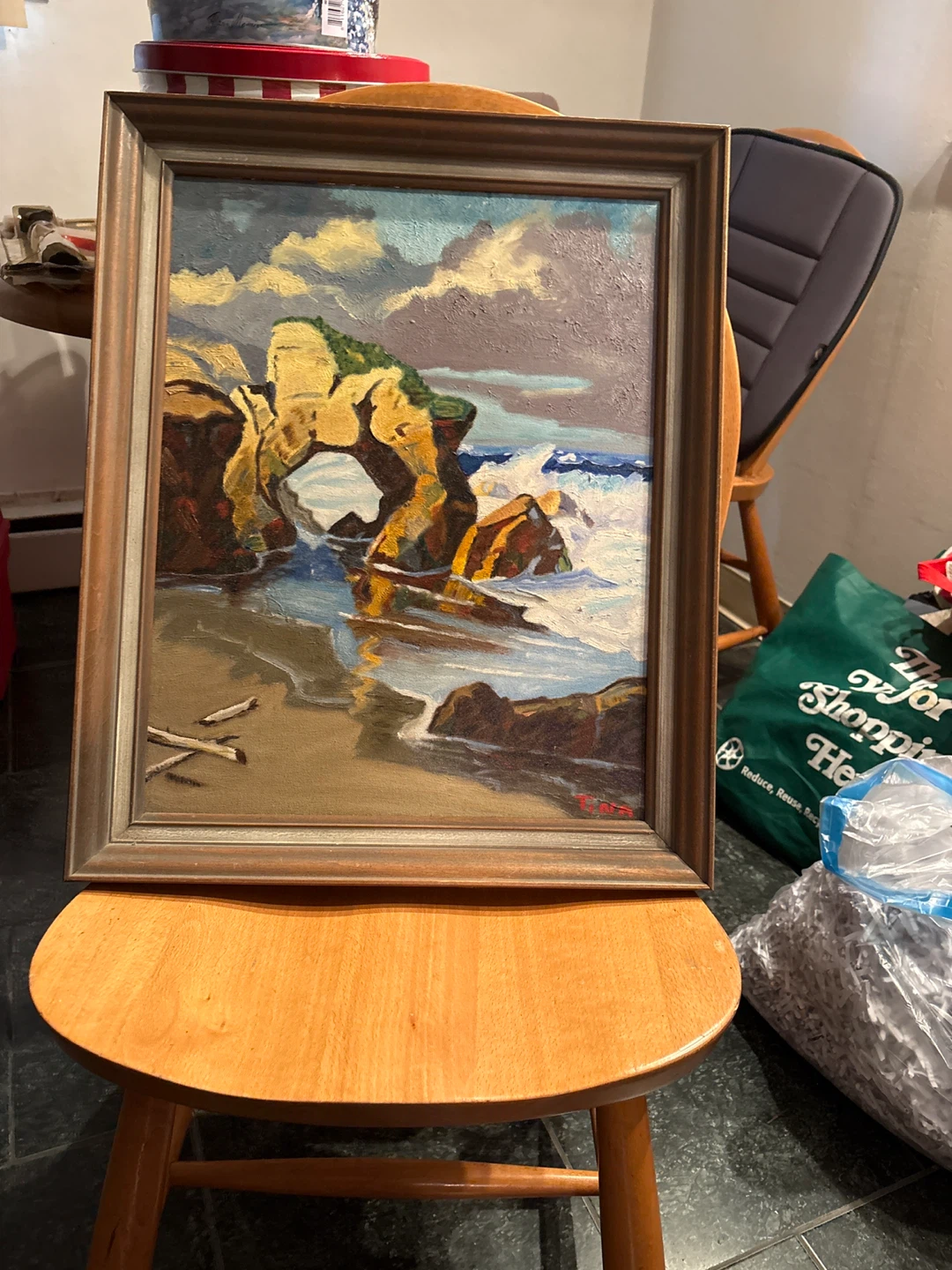 Framed Seascape Oil Painting