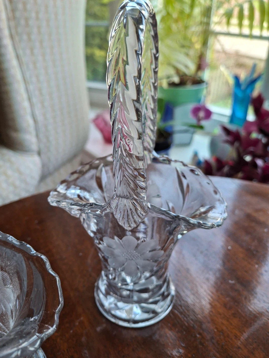 Clear glass flower basket (priced per item) - photo 3