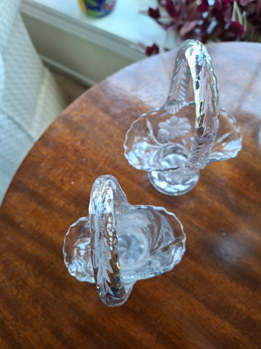 Clear glass flower basket (priced per item) - photo 2