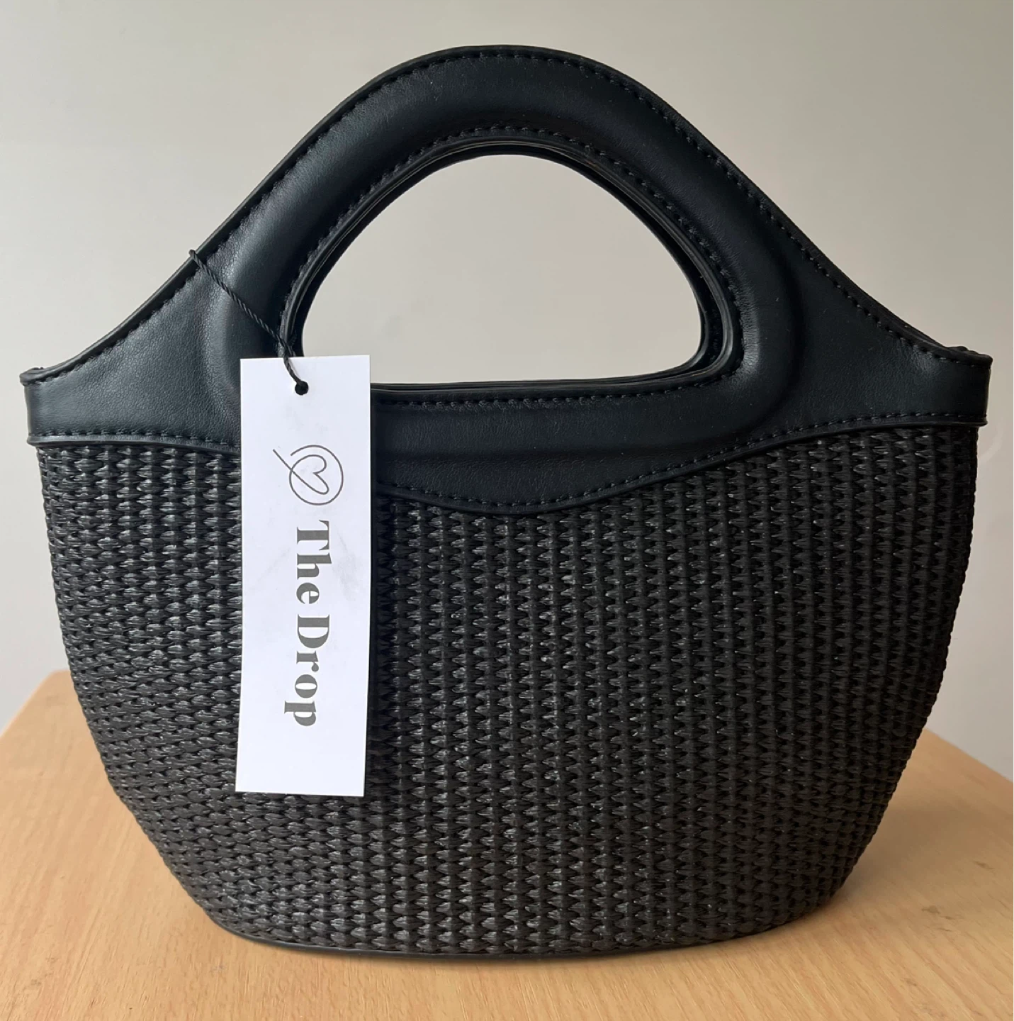 The Drop Black Woven Tote Bag