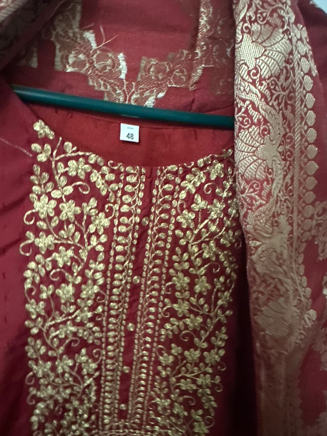 Ruby Embroidered suit with Dupatta Set - Size Xl - photo 2