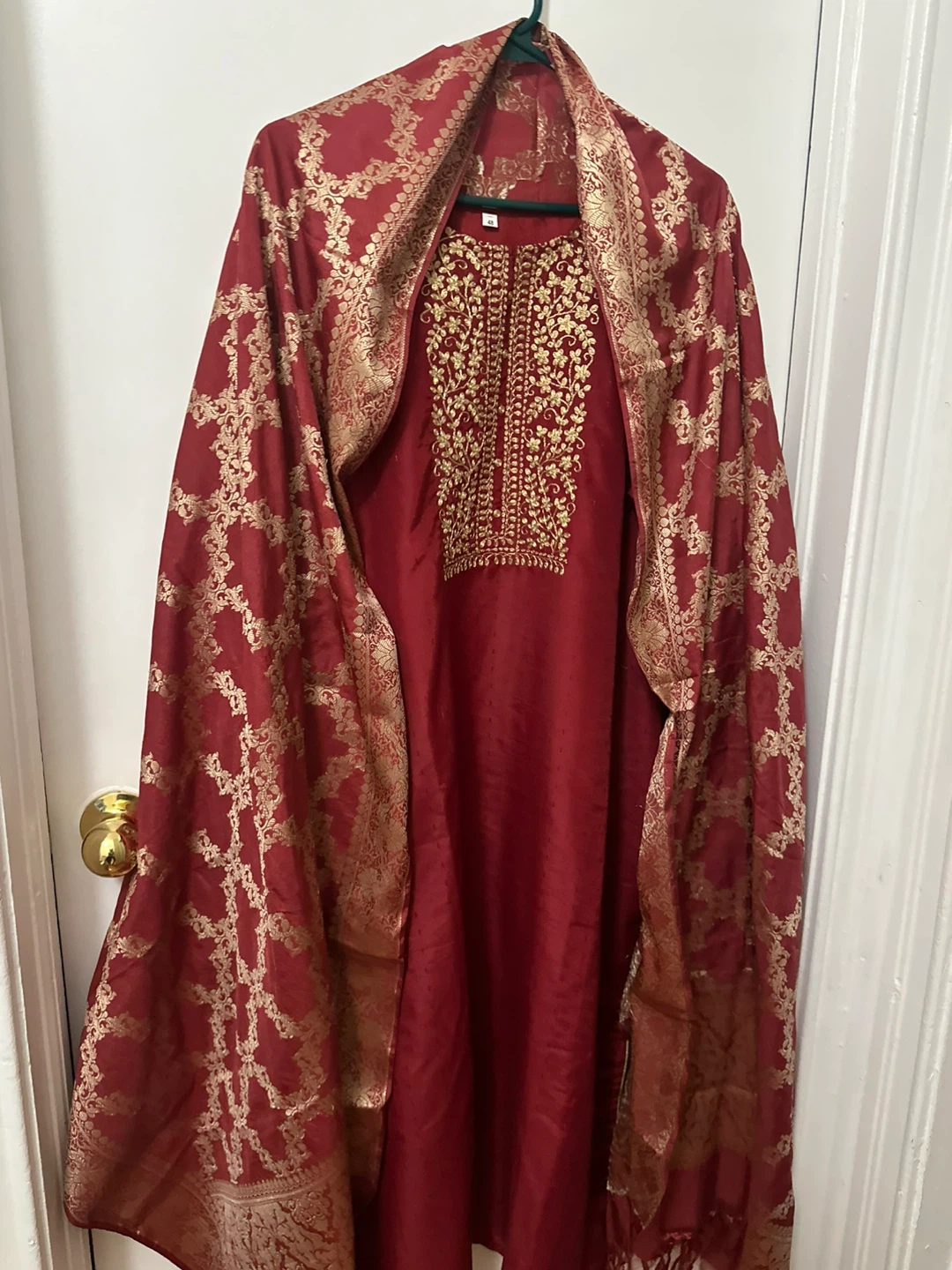 Ruby Embroidered suit with Dupatta Set - Size Xl