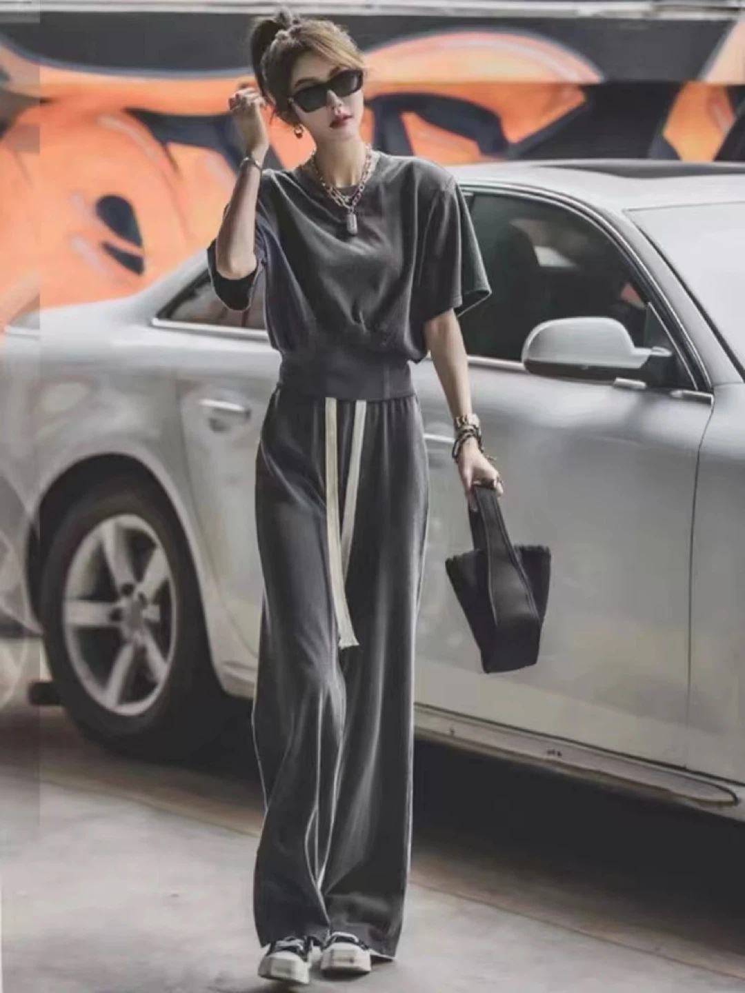 Women's Grey Two-Piece Loungewear Set