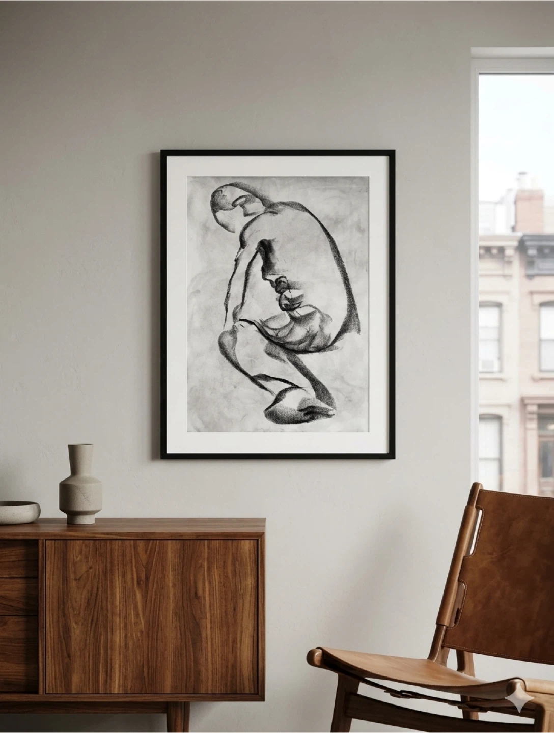 Female Figure Study - Original Charcoal Drawing - 18x24
