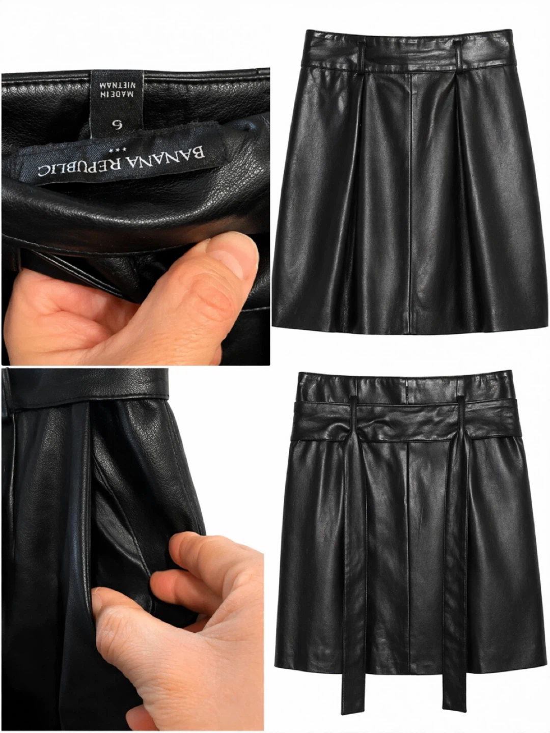 Banana Republic Black Faux Leather Skirt Size 6 - photo 2