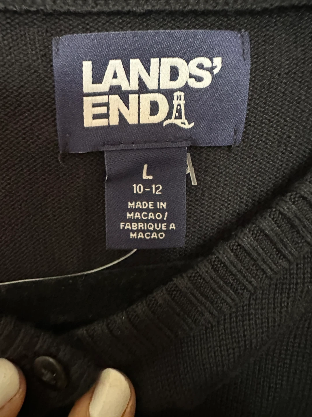 Lands' End Black Cardigan Sweater Size L (10-12) - photo 3