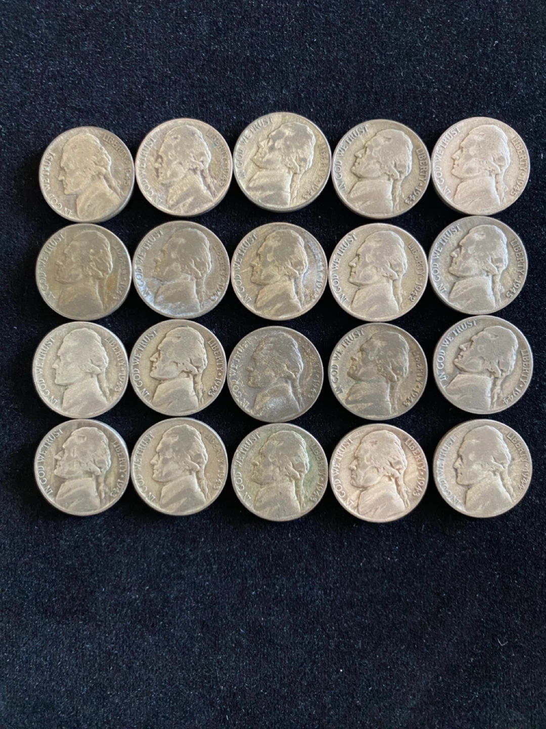 Lot of 20 silver Jefferson Nickels