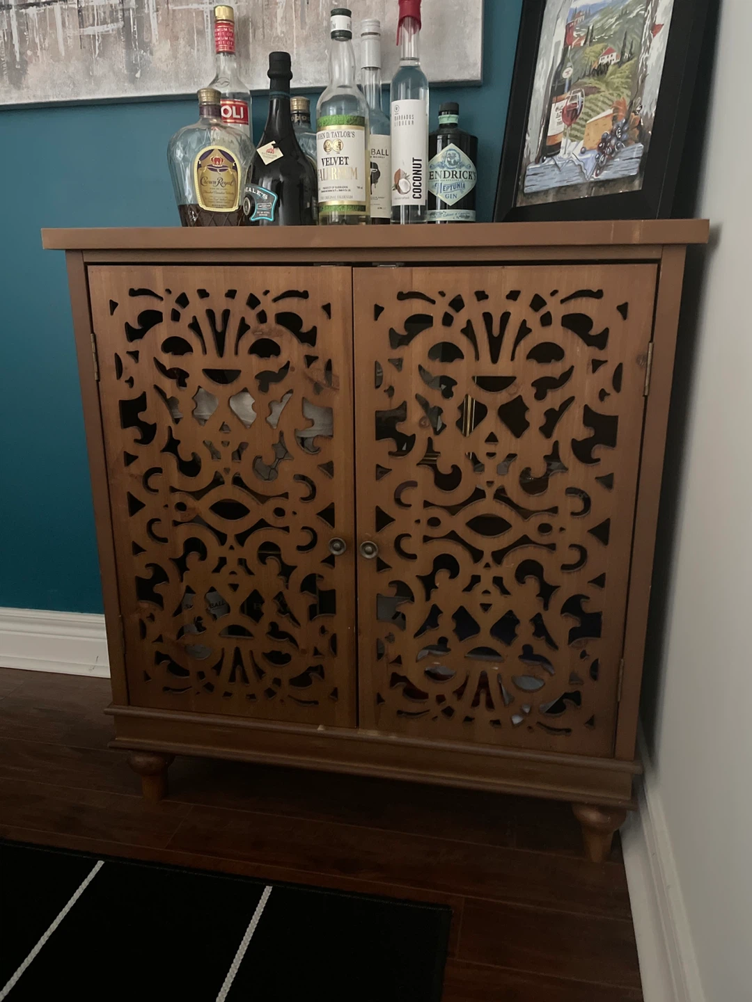 Wooden Cabinet with Decorative Doors