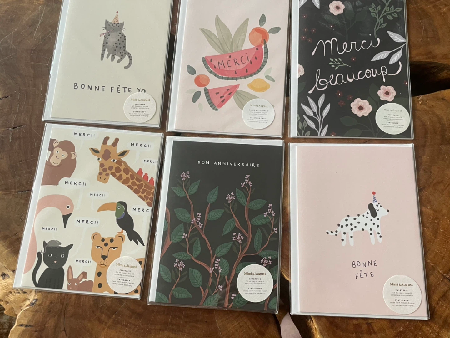 Mimi & August French Greeting Cards Assortment of 6 NEW