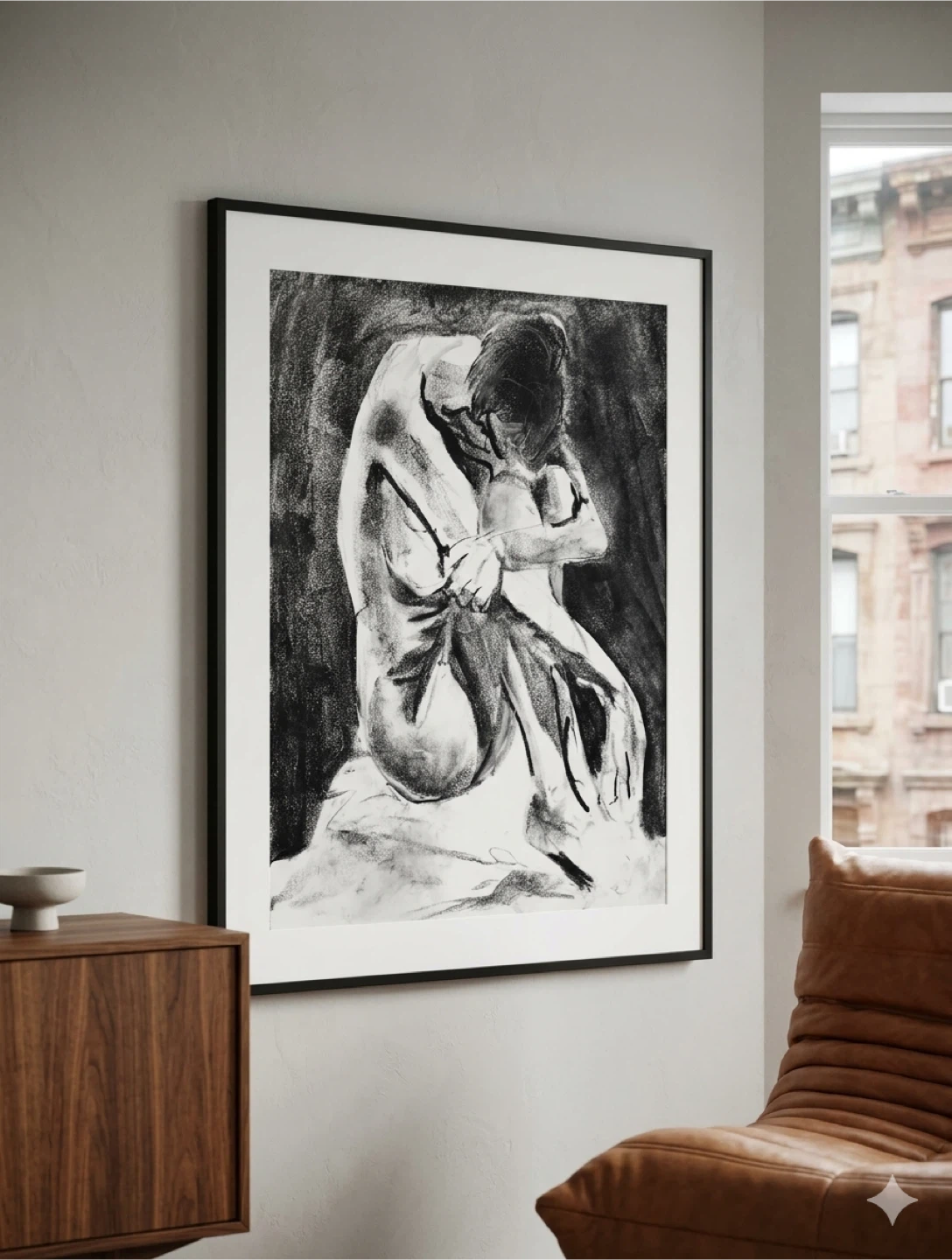 Female Figure Study - Original Charcoal Drawing - 18x24