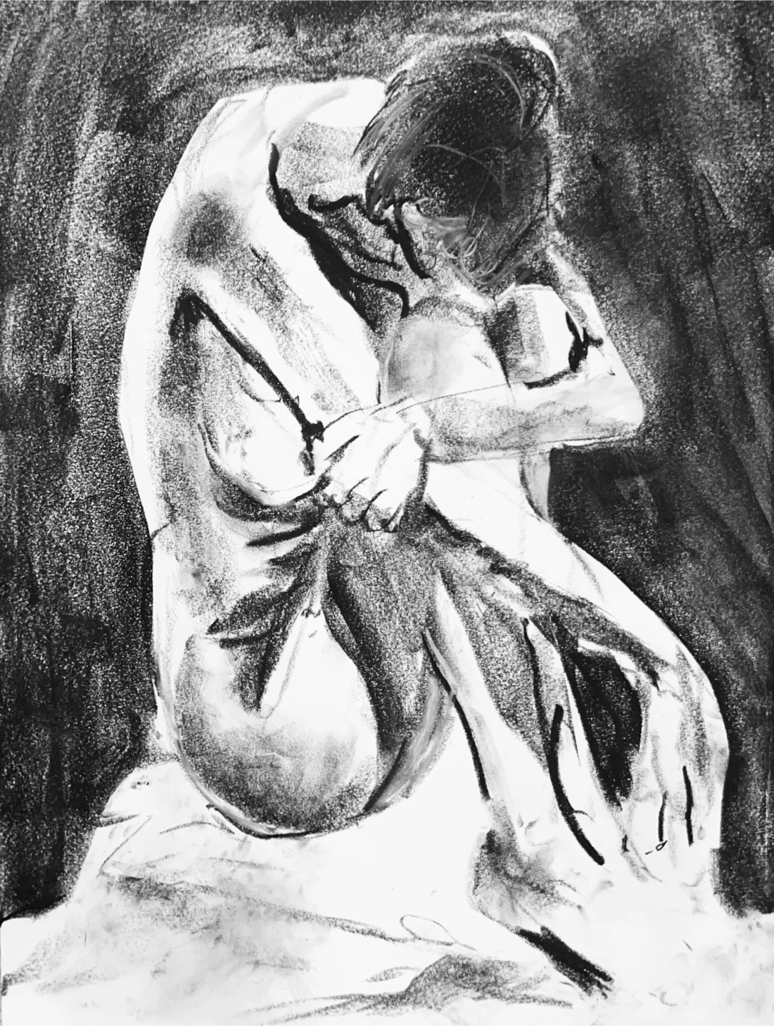 Female Figure Study - Original Charcoal Drawing - 18x24 - photo 2