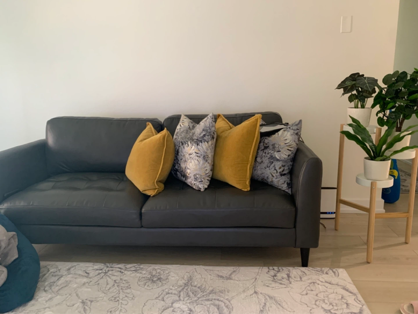 Dark Grey Tufted Sofa (moving sale)