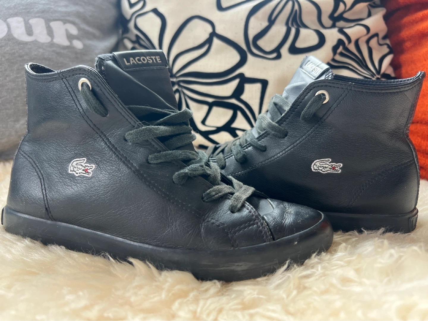 Lacoste Black Leather High-Top Sneakers