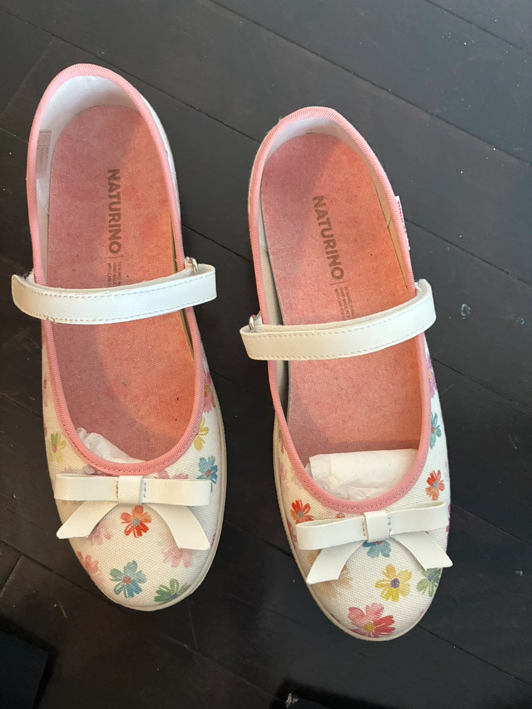 Naturino Claries Mary Jane Shoes - Child Size 3 White Floral