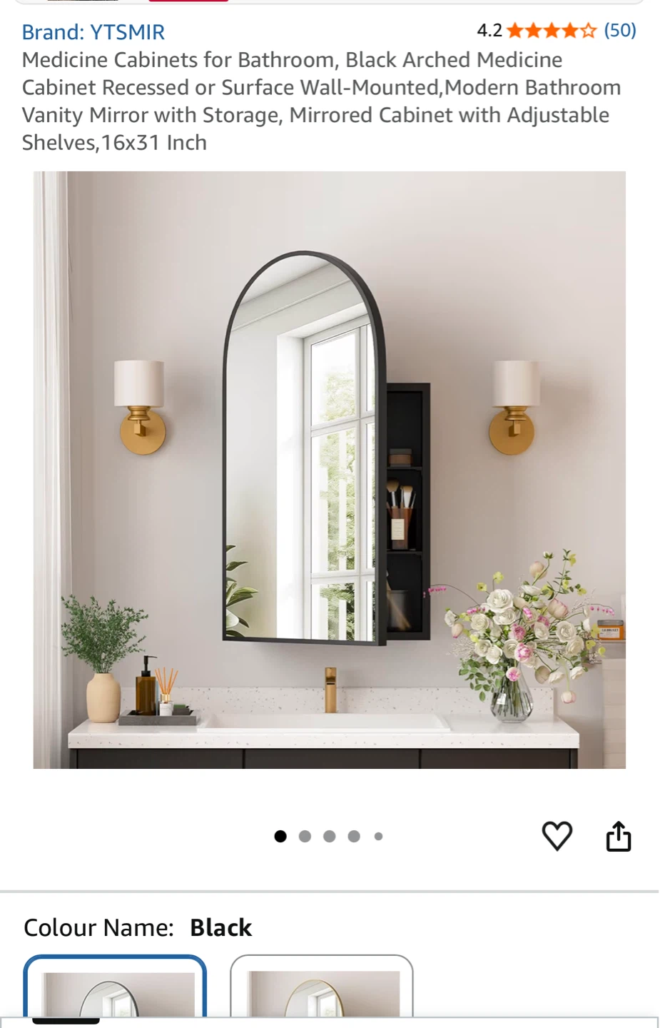 YTSMIR Black Arched Cabinet