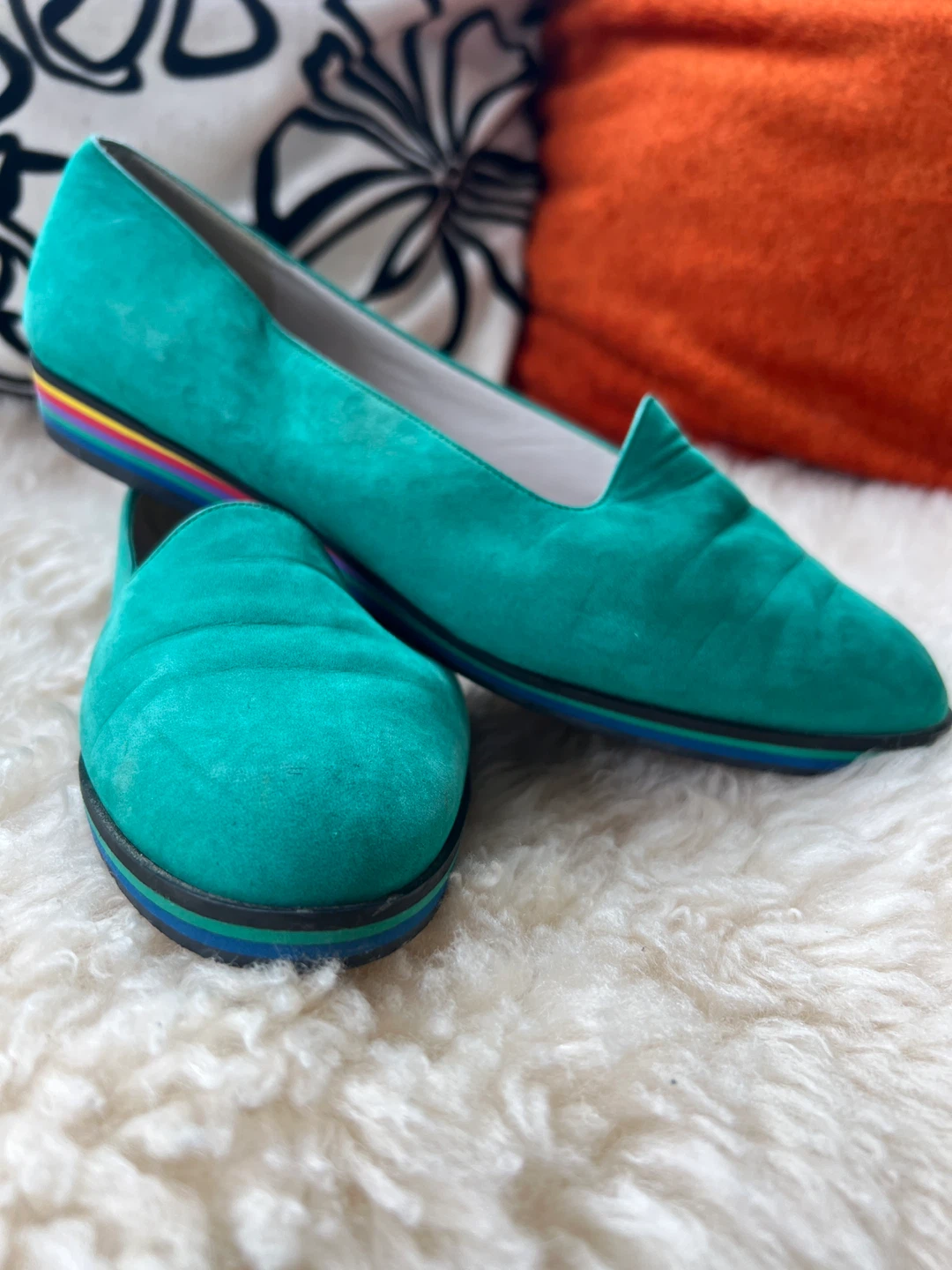 Stuart Weitzman Teal Suede Pointed Toe Flats - photo 2