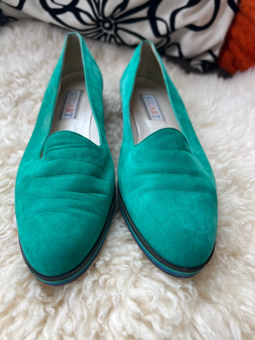 Stuart Weitzman Teal Suede Pointed Toe Flats - photo 3