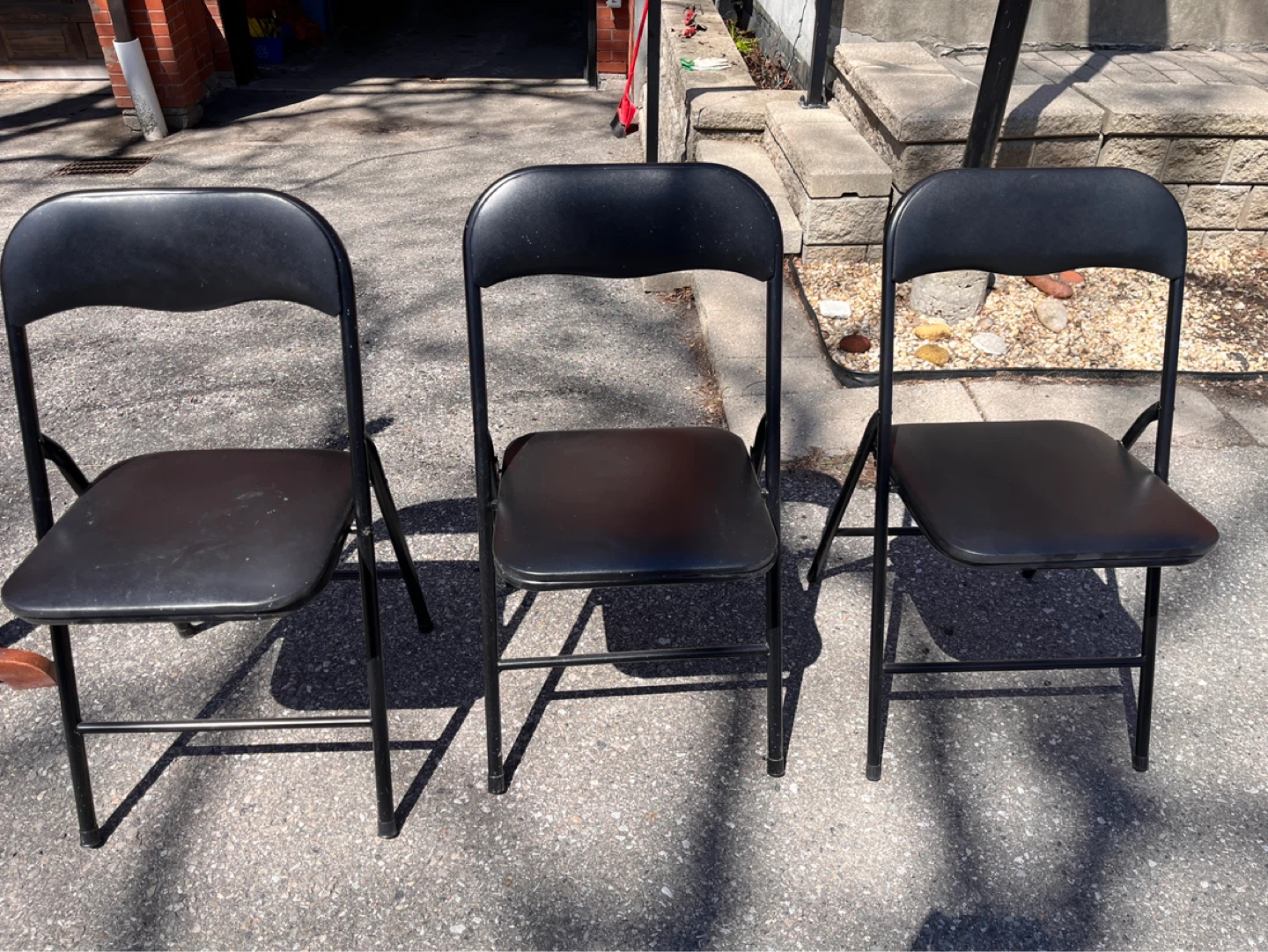 Set of 3 Black Folding Chairs