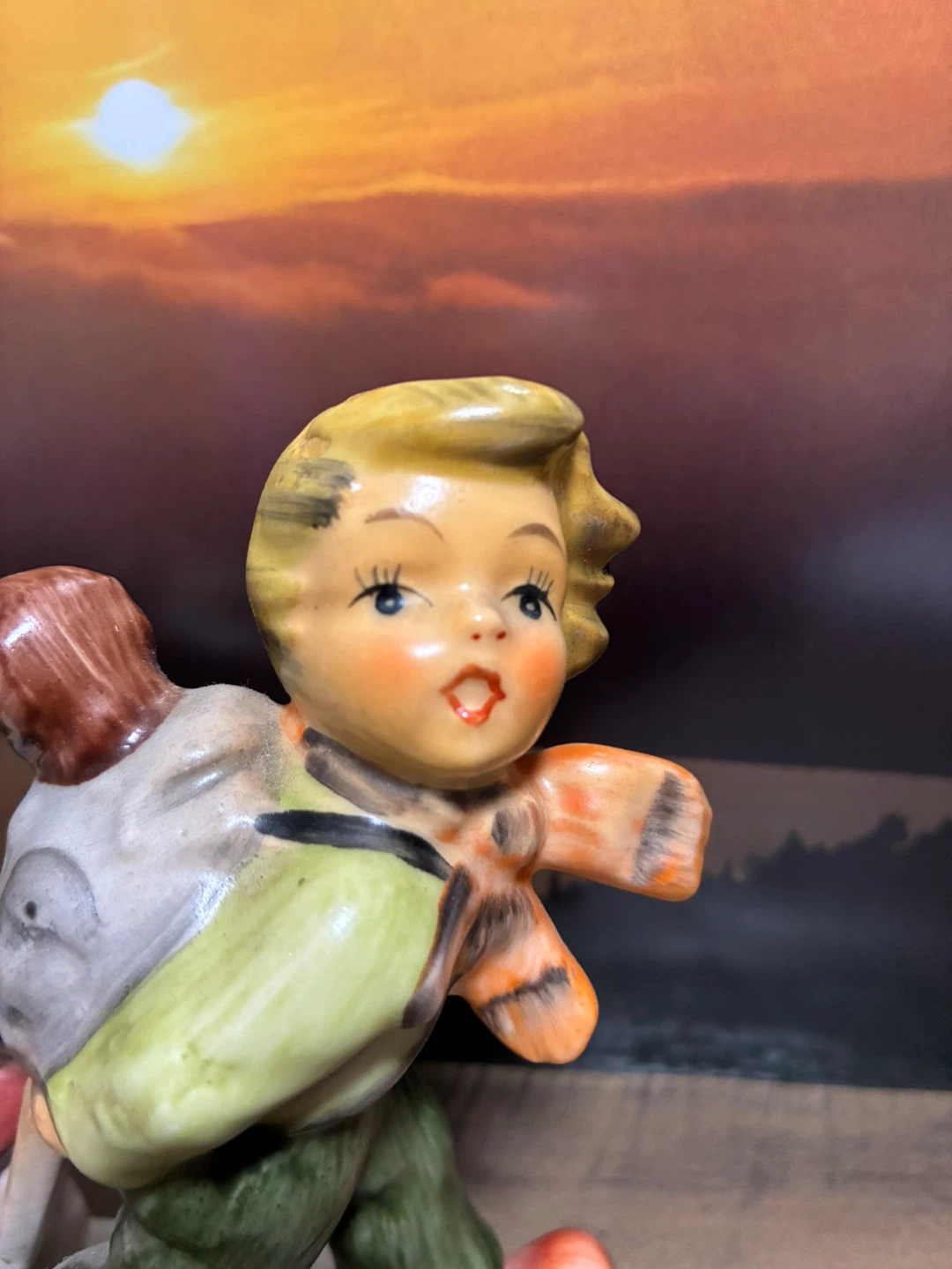 Vintage Hummel Style Figurine Boy With Wagon