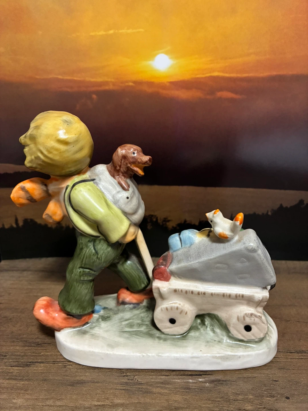 Vintage Hummel Style Figurine Boy With Wagon - photo 3