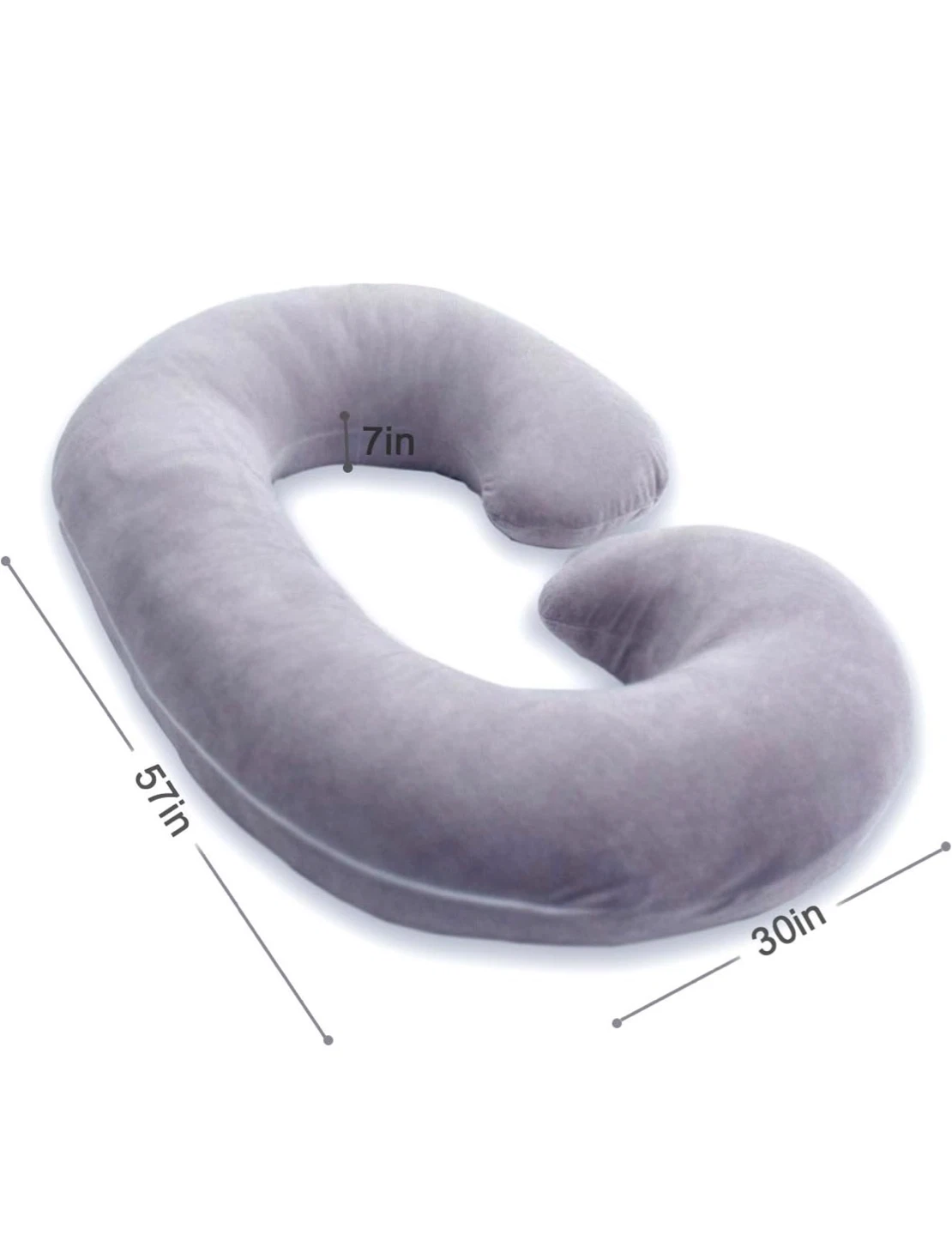 Grey C-Shaped Maternity Support Pillow