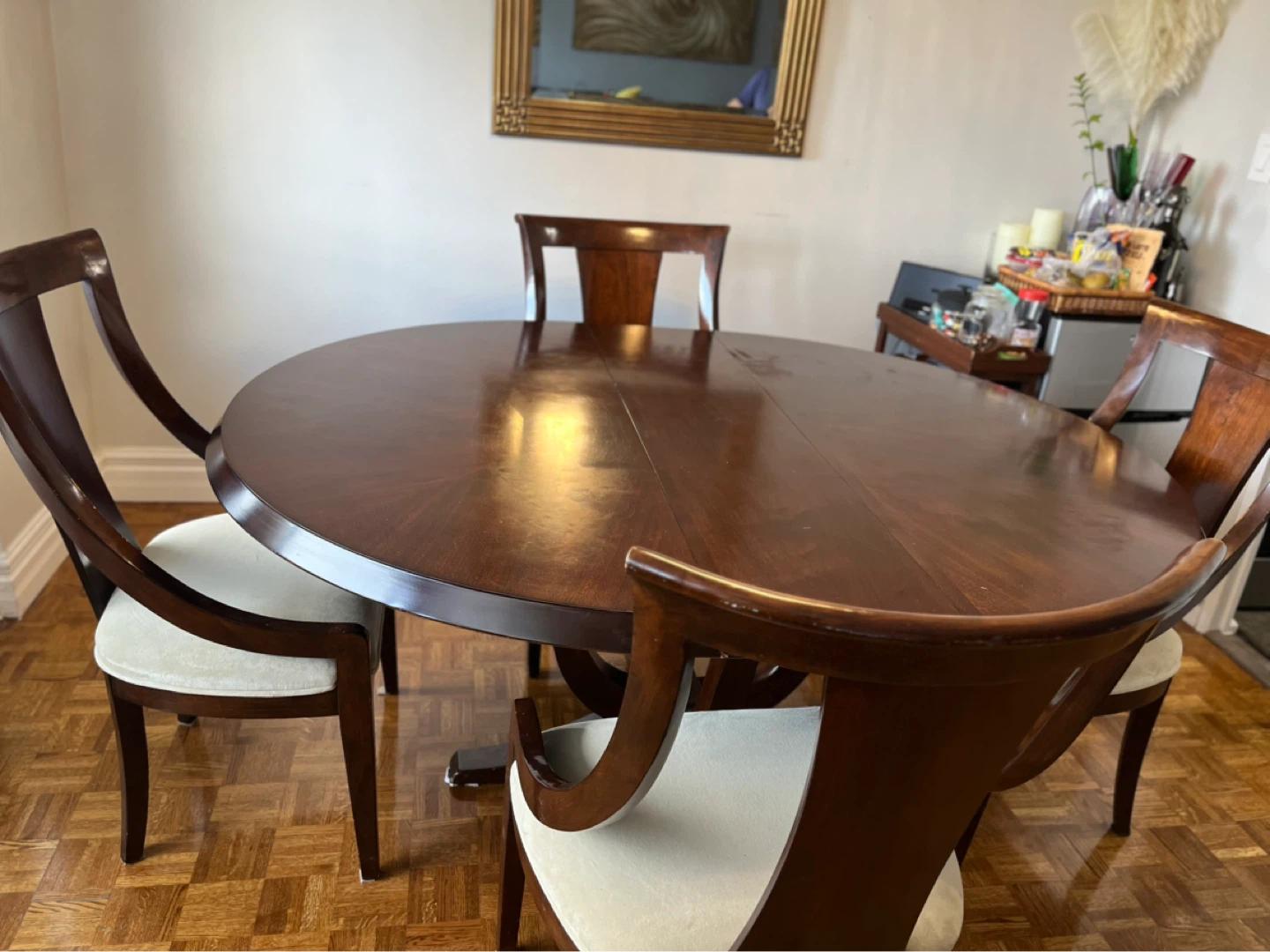 Dark Wood Round Dining Table with 4 Chairs - photo 3