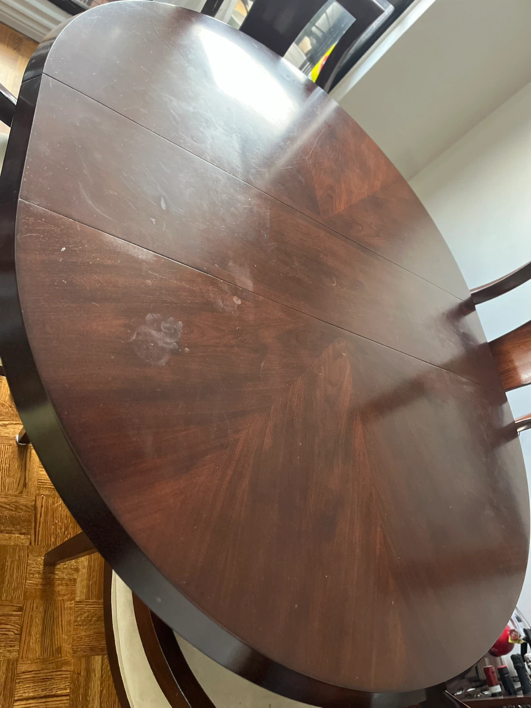 Dark Wood Round Dining Table with 4 Chairs - photo 4