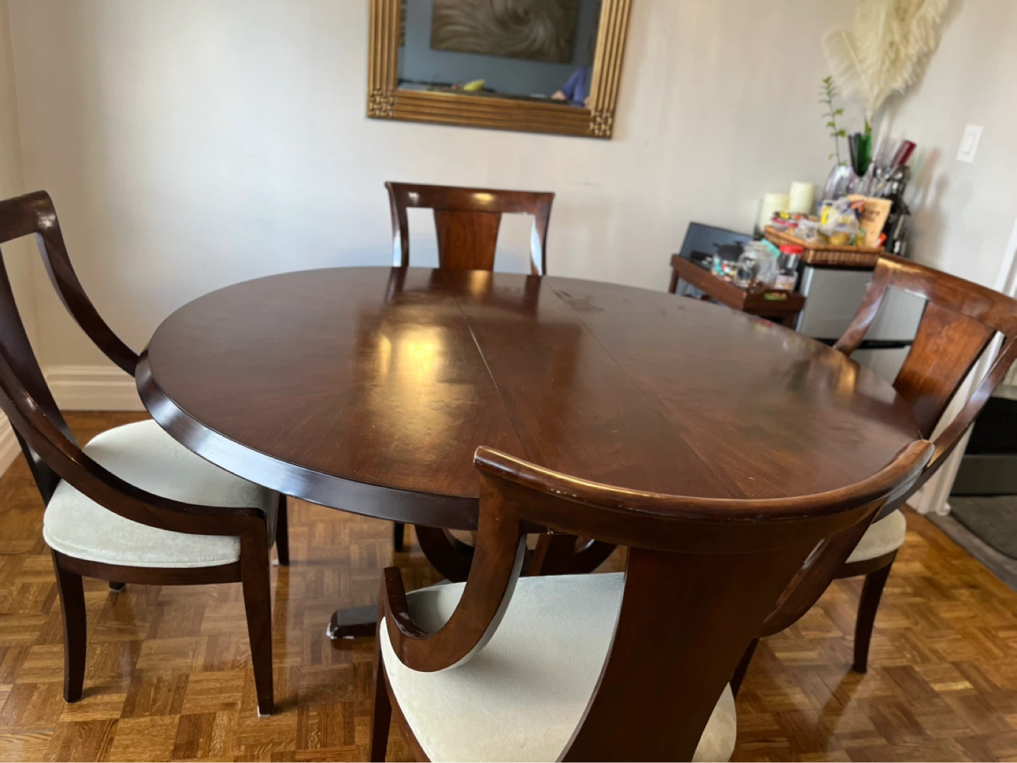 Dark Wood Round Dining Table with 4 Chairs - photo 2