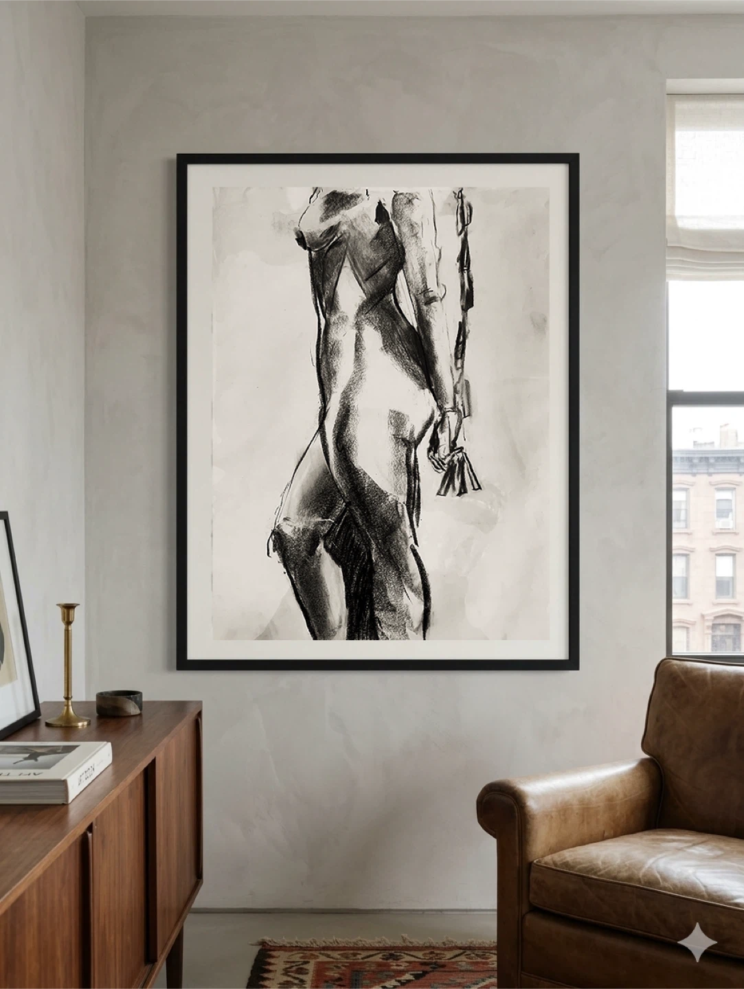 Female Figure Study - Original Charcoal Drawing - 18x24