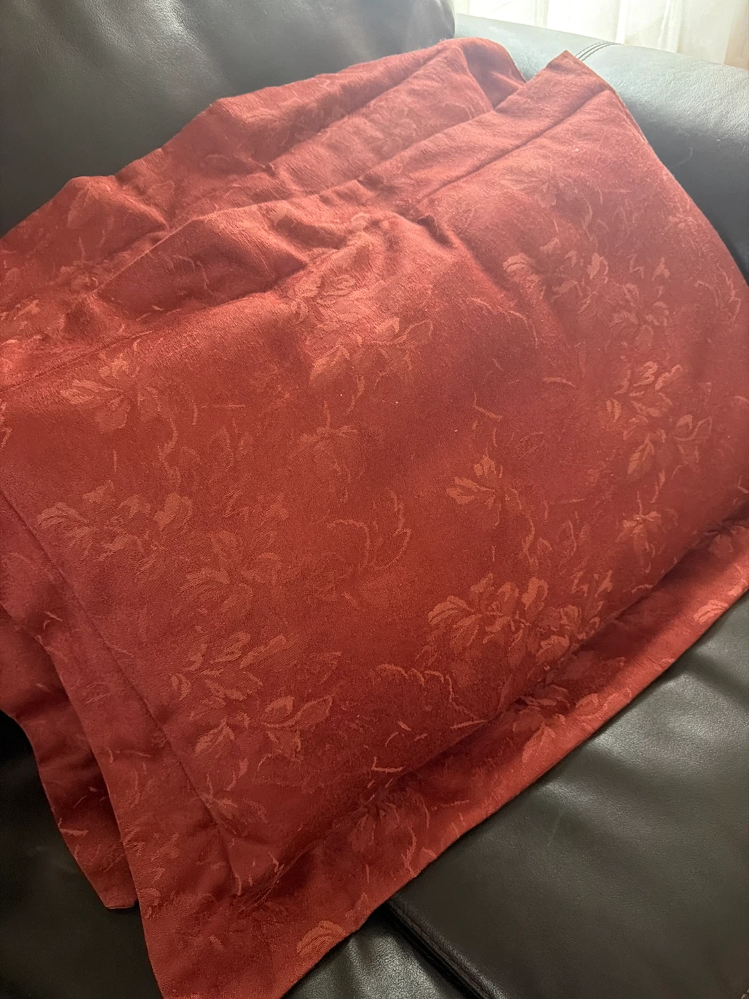 Red Brocade Curtains with Bead Trim - 4 panels - photo 5