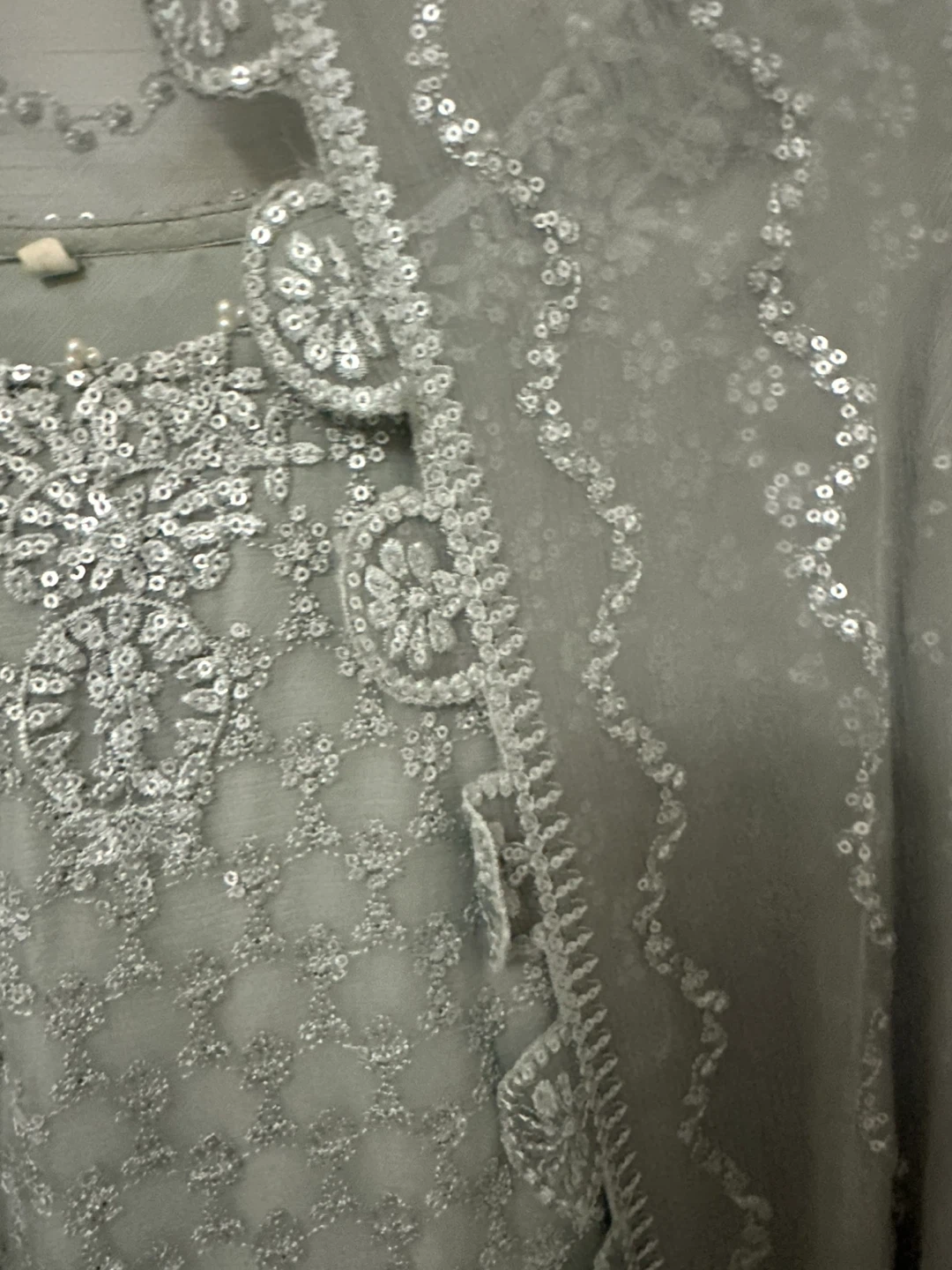 Sage geeen  Sequin Embroidered Dress with Attached dupatta - photo 5