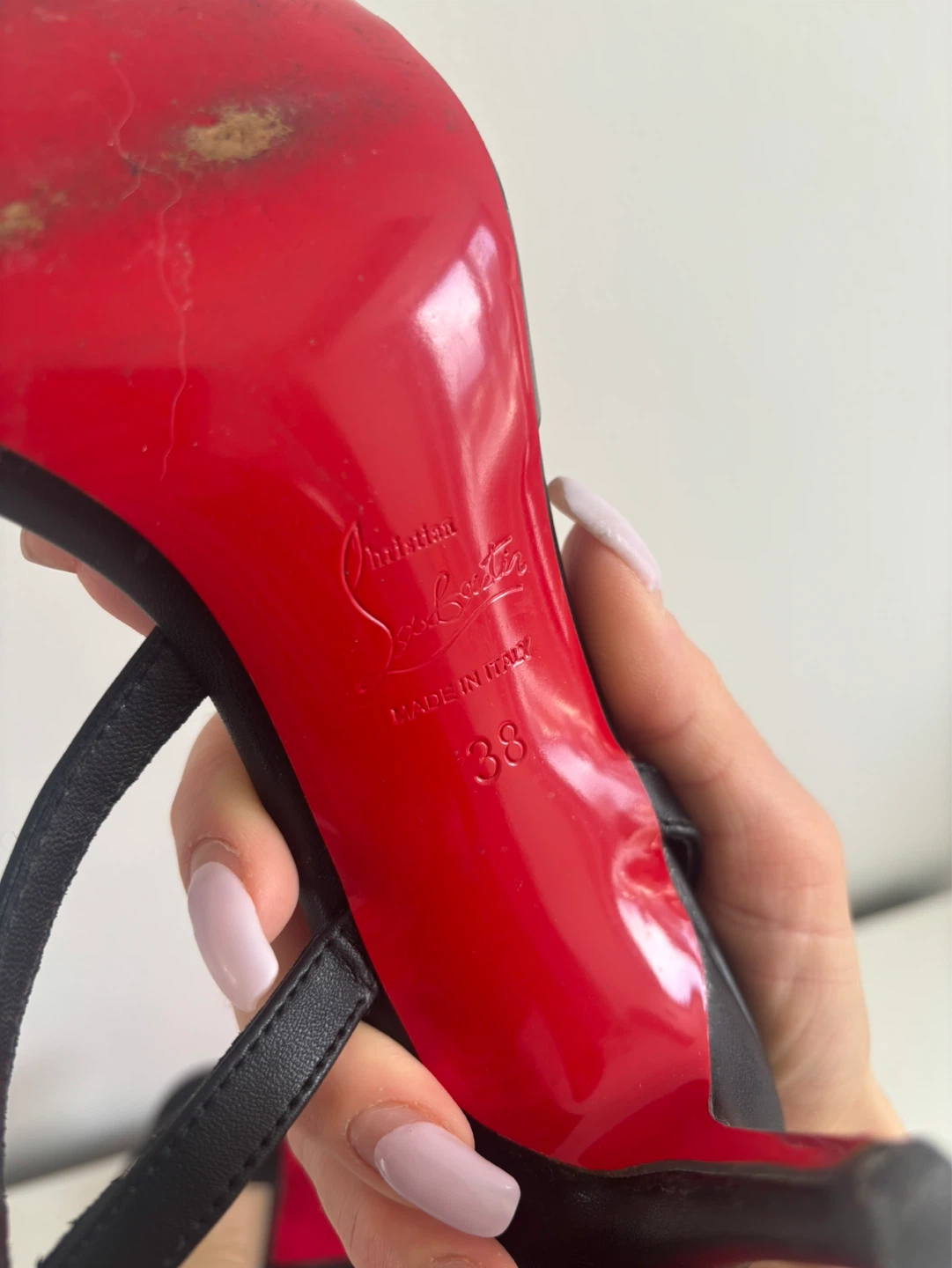 Christian Louboutin Black Leather Strappy Heels Size 38 - photo 2