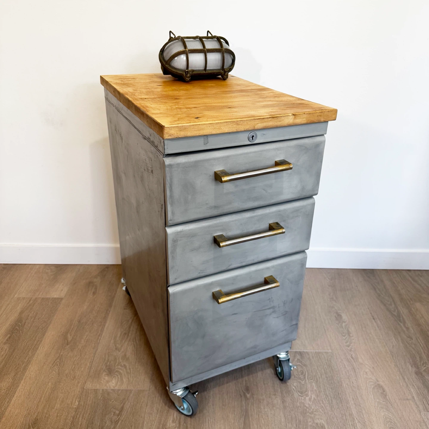 COMBO: Industrilal  cabinet + vintage maritime bulkhead light