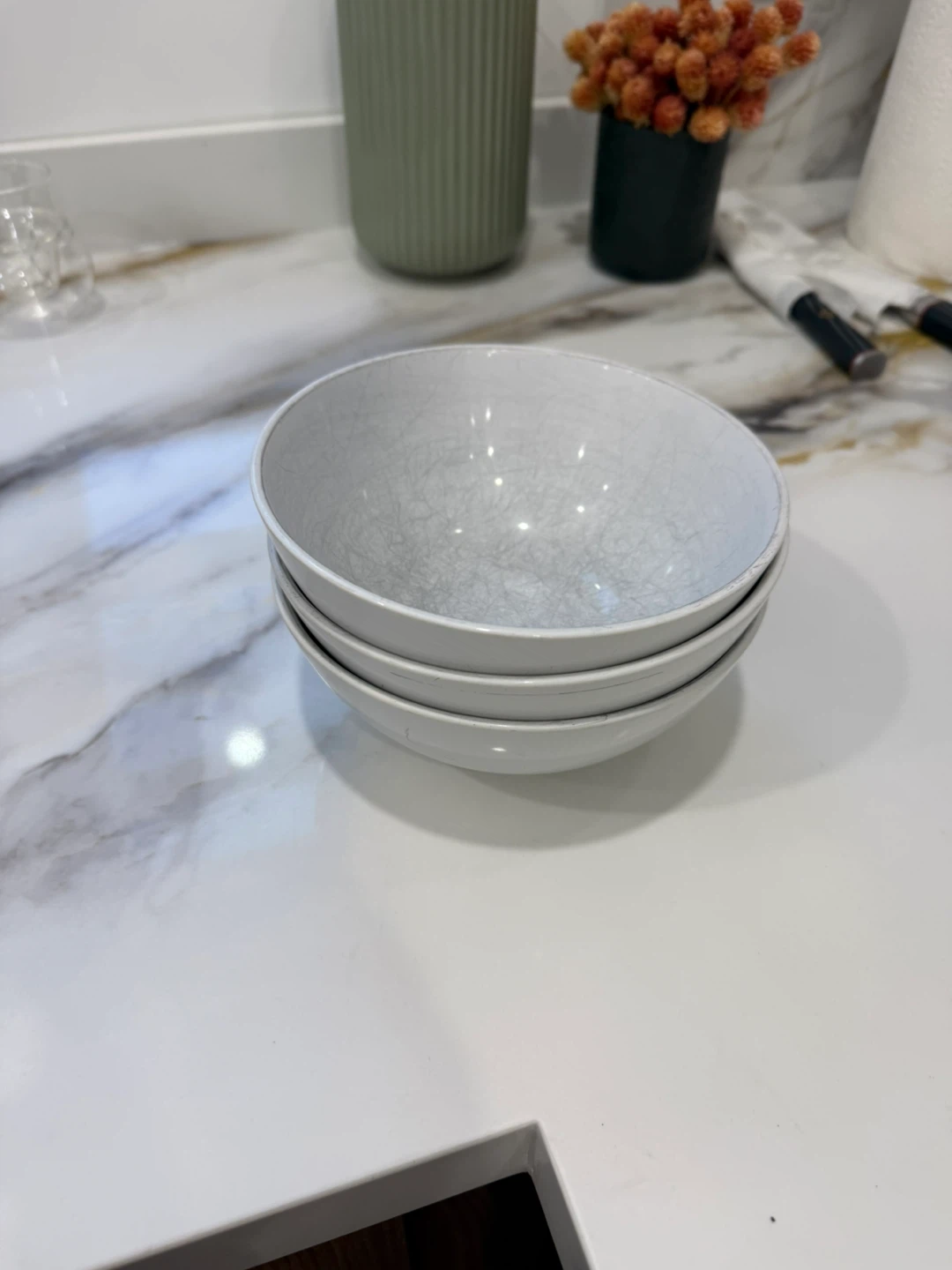 Set of 3 IKEA White Ceramic Bowls