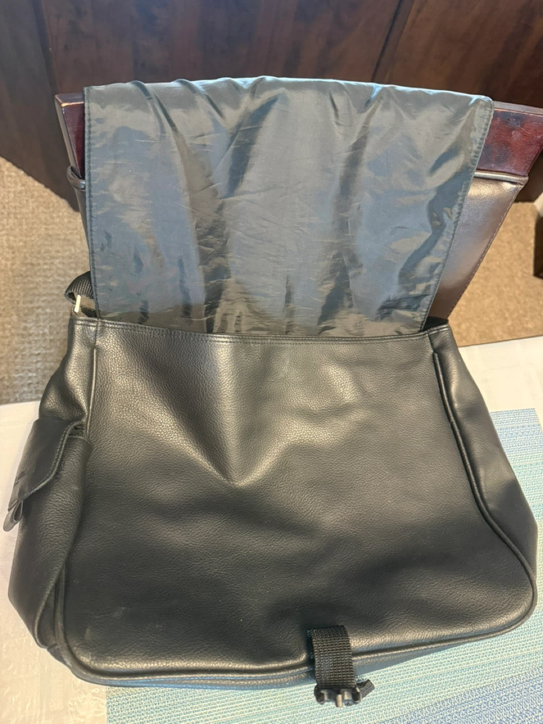 Giorgio Armani Black Faux Leather Messenger Bag - photo 2