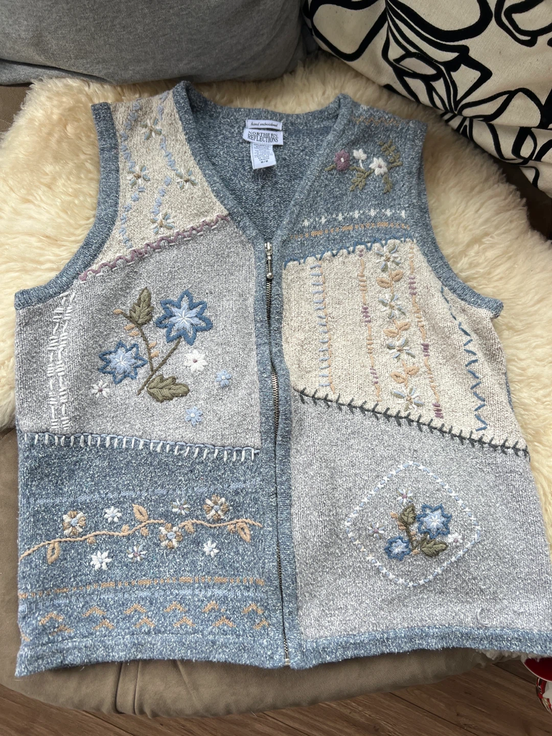 Vintage Northern Reflections Hand-Embroidered Vest